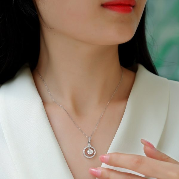 Sterling Silver Big Circle pendant Chain necklace - Image 2