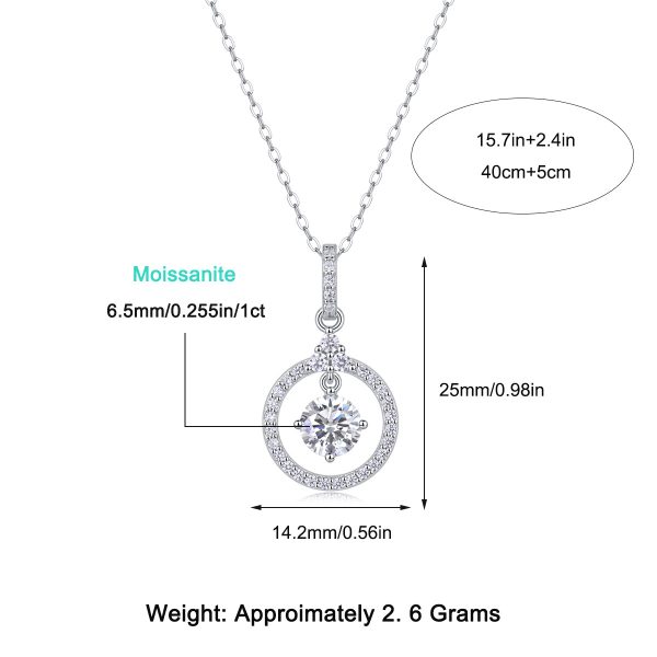 Sterling Silver Big Circle pendant Chain necklace - Image 3