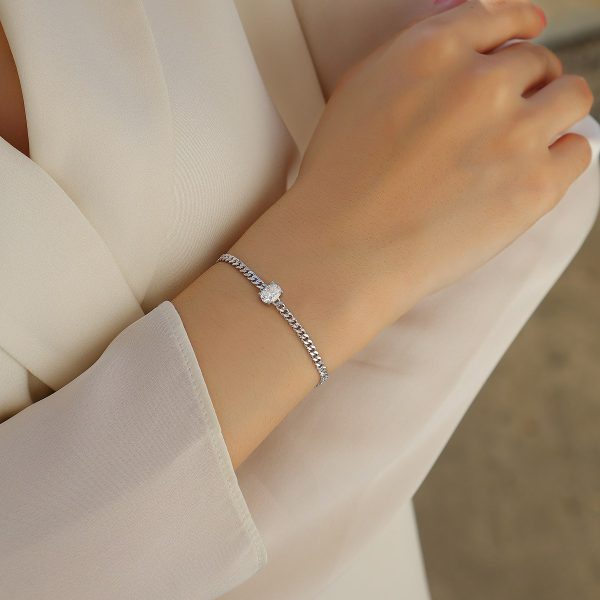 Sterling Silver Cuban chain bracelet for women