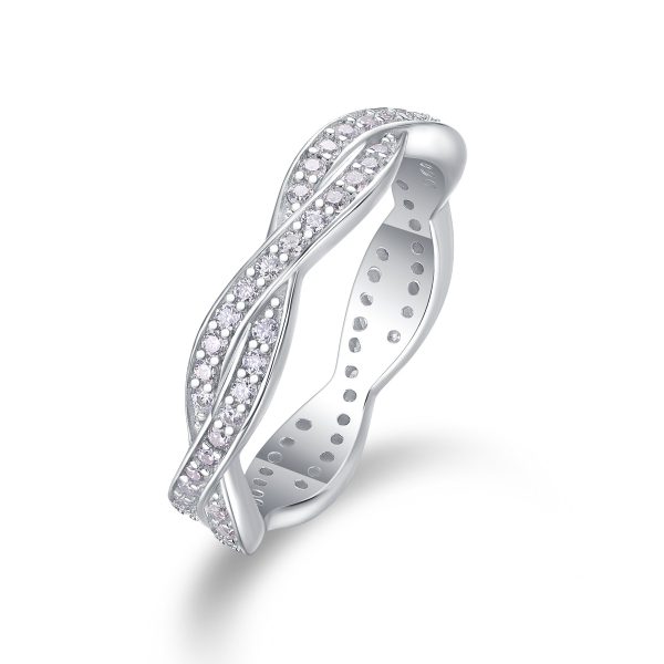 Sterling Silver Petite Twist Diamond Eternity Ring