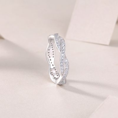 Sterling Silver Petite Twist Diamond Eternity Ring