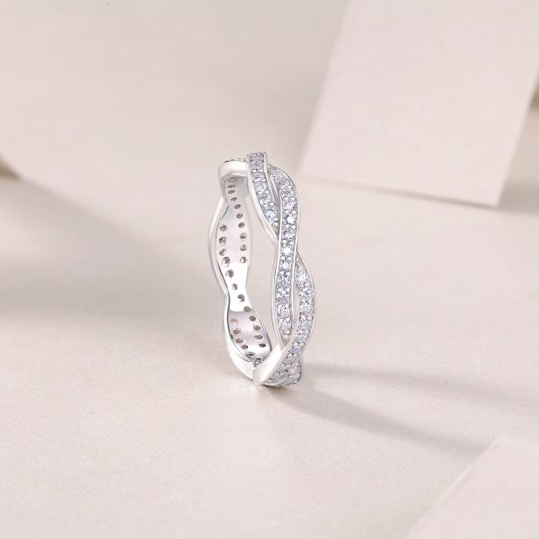 Sterling Silver Petite Twist Diamond Eternity Ring