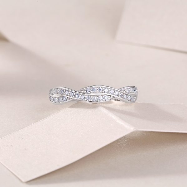 Sterling Silver Petite Twist Diamond Eternity Ring
