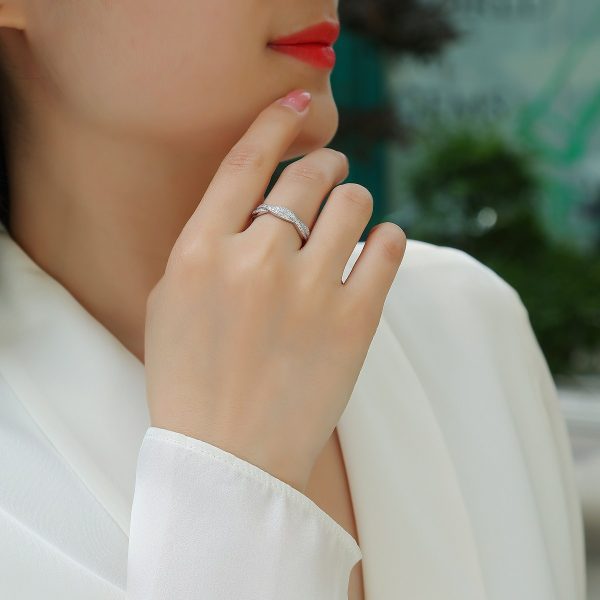 Petite Twist Diamond Eternity Ring In Sterling Silver - Image 2