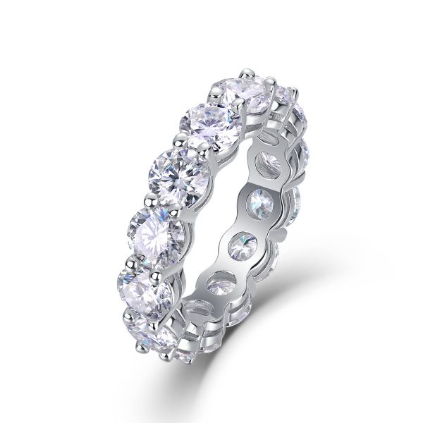 Sterling Silver Diamond Eternity Band Ring For Women