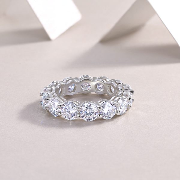 Sterling Silver Diamond Eternity Band Ring For Women