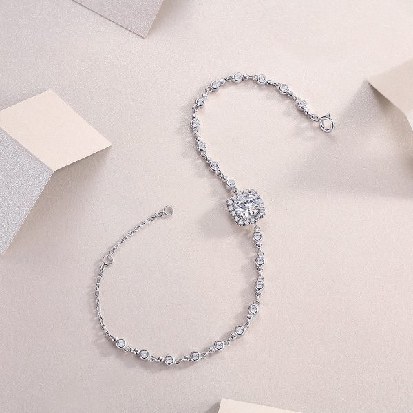Silver Halo Diamond Bracelet For Women - Image 5