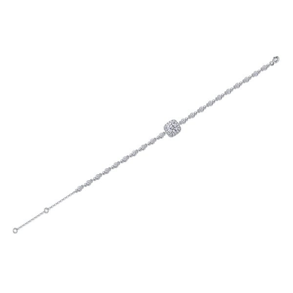 Silver Halo Diamond Bracelet For Women - Image 2