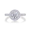 925 Sterling Silver Diamond Halo Engagement Ring For Women