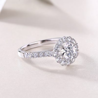 925 Sterling Silver Halo Engagement Ring For Women