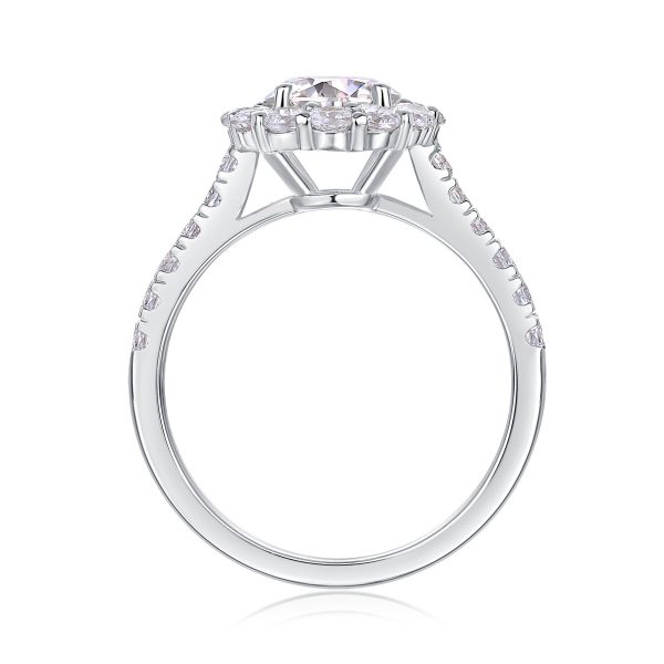 925 Sterling Silver Halo Engagement Ring For Women