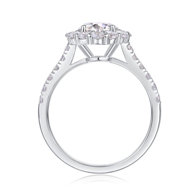 925 Sterling Silver Halo Engagement Ring For Women