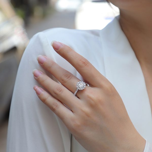925 Sterling Silver Halo Ring Diamond For Women