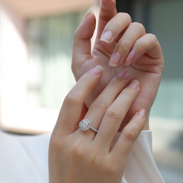 925 Sterling Silver Halo Wedding Ring For Women