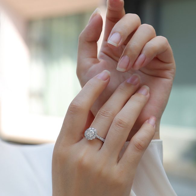 925 Sterling Silver Halo Wedding Ring For Women