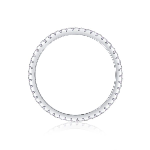 Baguette and Round Diamond Band In 925 Sterling Silver