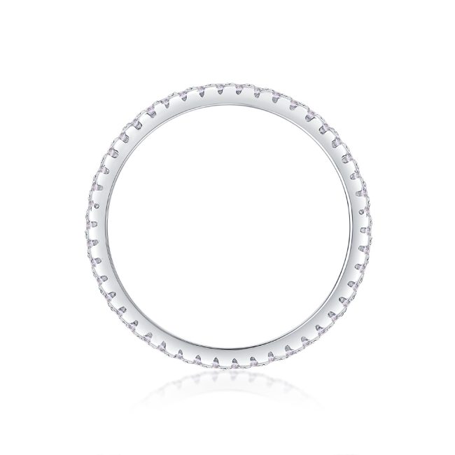 Baguette and Round Diamond Band In 925 Sterling Silver