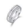 925 Sterling Silver Baguette and Round Diamond Band