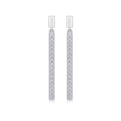 Shepherd Hook Dangling Diamond Bar Earrings