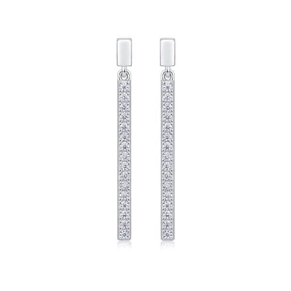 Shepherd Hook Dangling Diamond Bar Earrings