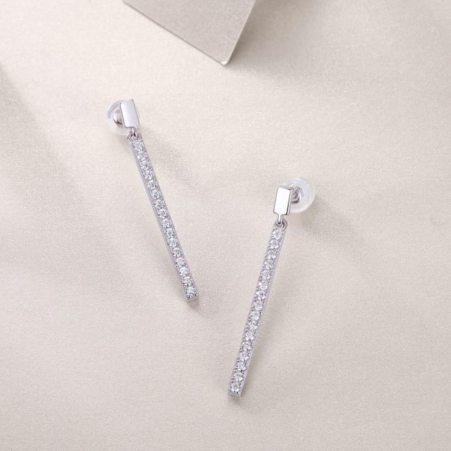 Shepherd Dangling Bar Diamond Earrings For Women - Image 5