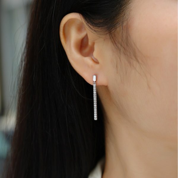 Shepherd Dangling Bar Diamond Earrings For Women - Image 2