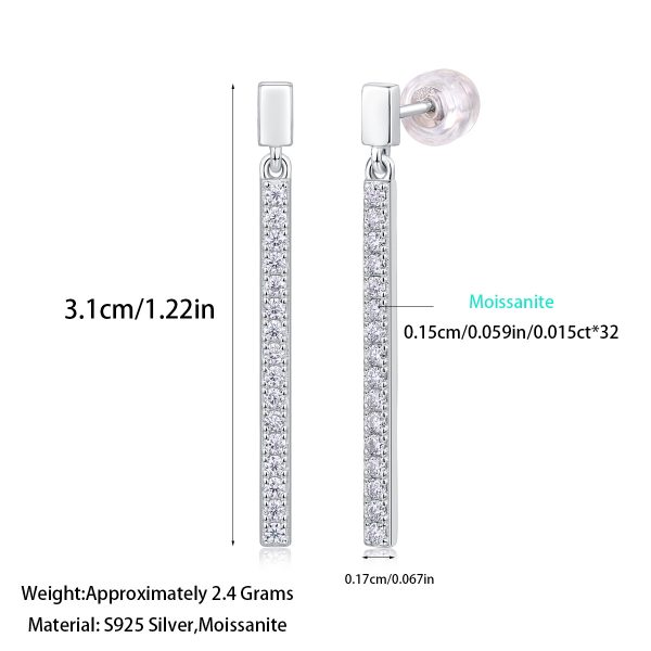 Shepherd Dangling Bar Diamond Earrings For Women - Image 3