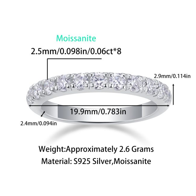 Silver 11 Stone Moissanite Anniversary Ring - Image 3