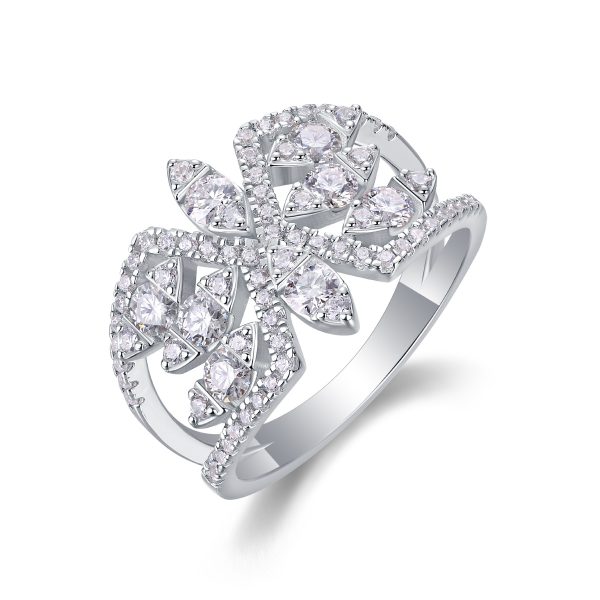 Sterling Silver Diamond Snowflake Ring For Women