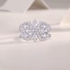 Diamond Snowflake Ring In 925 Sterling Silver For Women