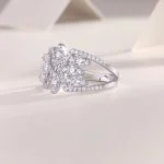 Anillo de plata de ley 925 con diamantes en forma de copo de nieve