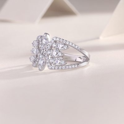 Sterling Silver Diamond Snowflake Ring For Women