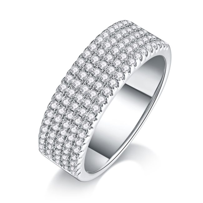 Silver Five Row Diamond Eternity Ring