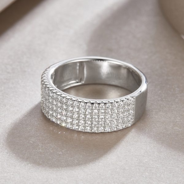 Five Row Diamond Ring In Sterling Silver