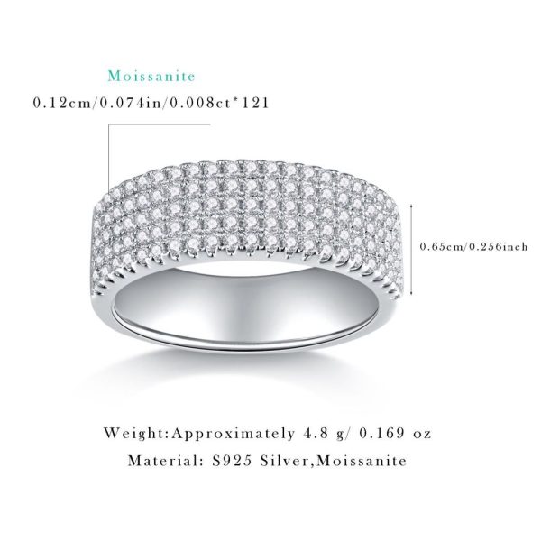 Silver Five Row Diamond Ring Eternity