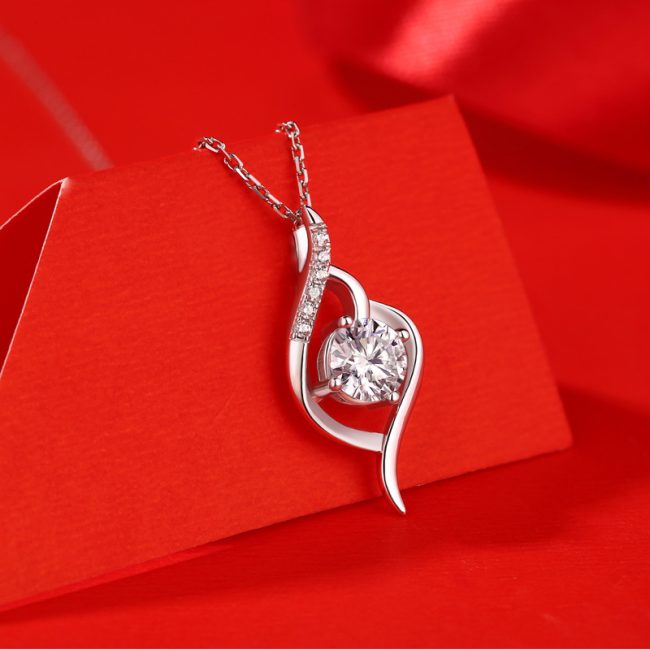 925 Silver Sterling Valentine's Day Necklace With Diamond Pendant - Image 5