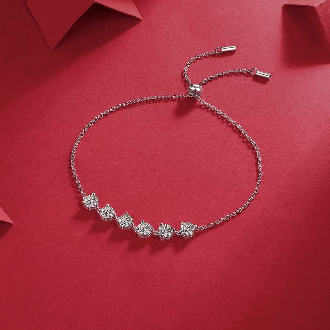 Diamond Silver Adjustable Slide Bracelet - Image 4