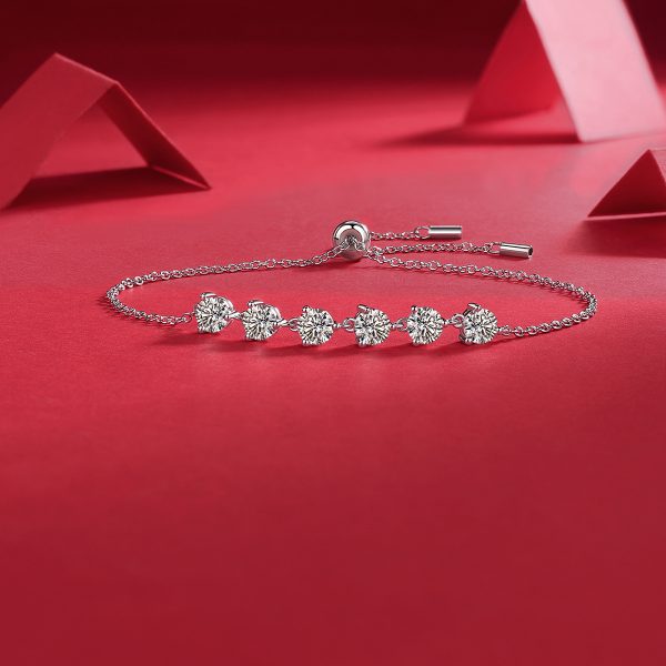 Diamond Silver Adjustable Slide Bracelet - Image 3
