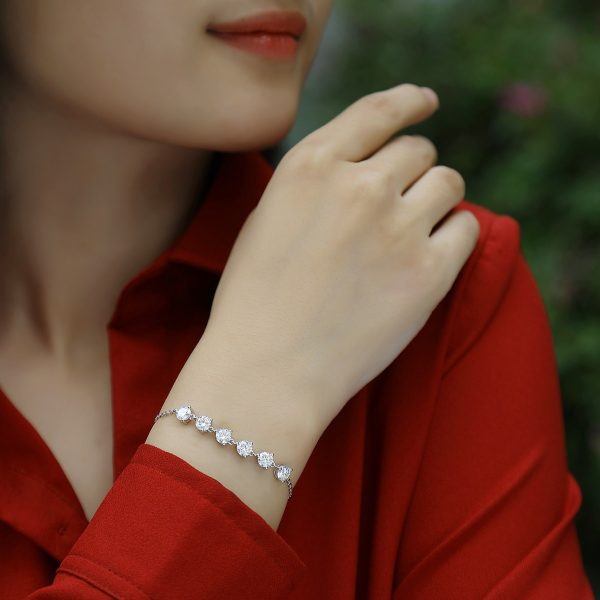 Diamond Silver Adjustable Slide Bracelet - Image 2