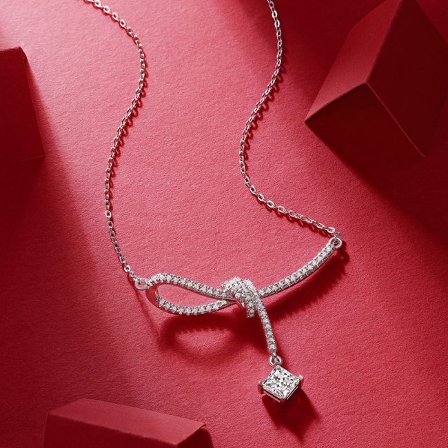 925 Sterling Silver Diamond Classic Clavicle Necklace - Image 3