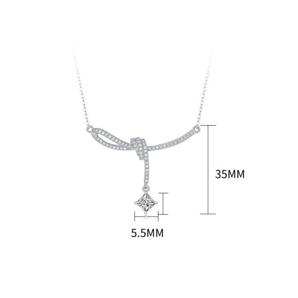 925 Sterling Silver Diamond Classic Clavicle Necklace - Image 5