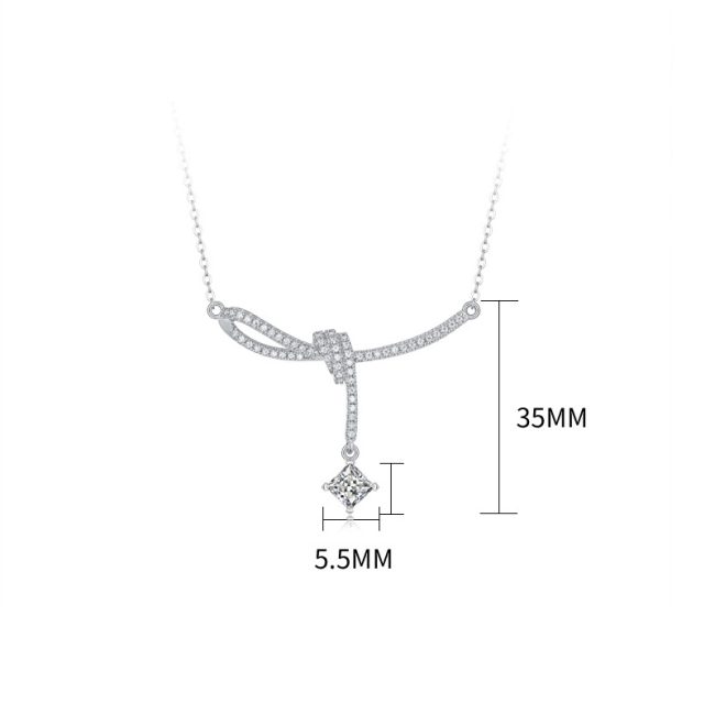 925 Sterling Silver Diamond Classic Clavicle Necklace - Image 5