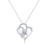 925 Sterling Silver Double Heart Pendant Necklace