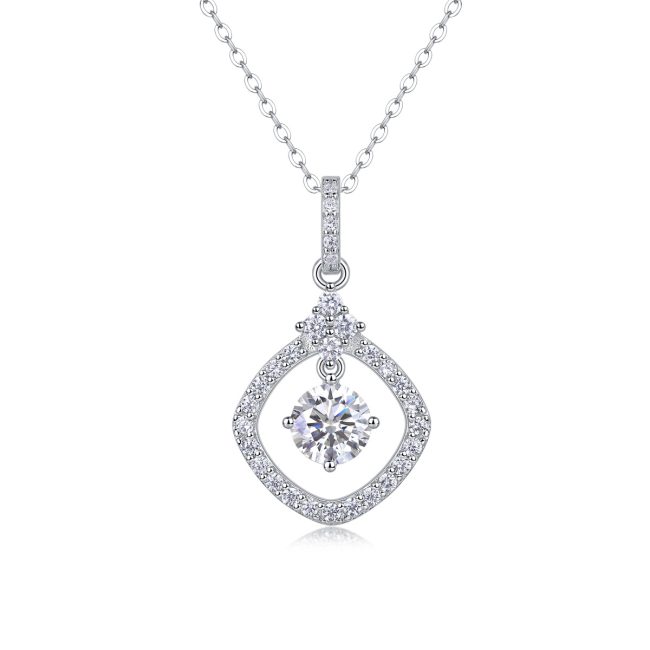 Solitaire Diamond Square Pendant necklace