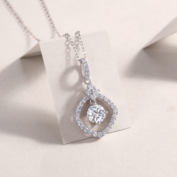 Square Pendant Necklace In Sterling Silver For Women - Image 4