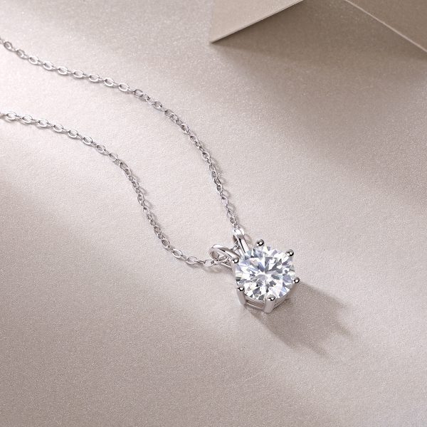 Solitaire Round Classic Diamond Pendant Necklace - Image 4