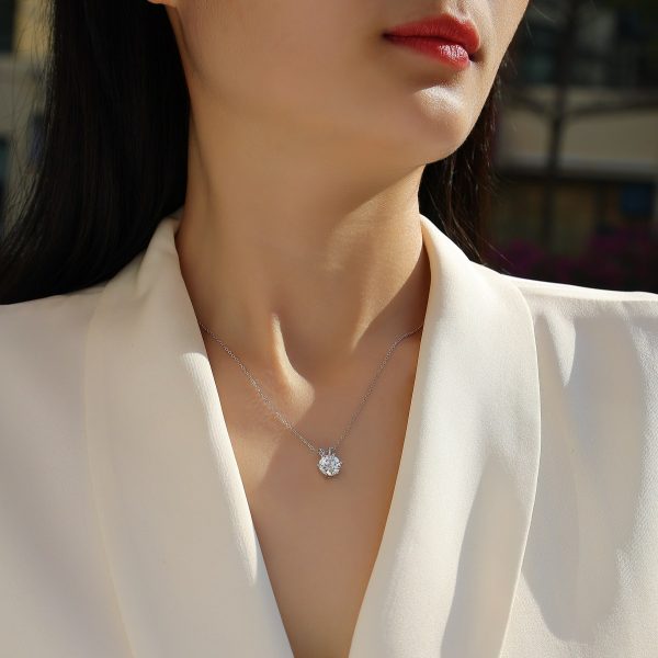 Solitaire Round Classic Diamond Pendant Necklace - Image 2