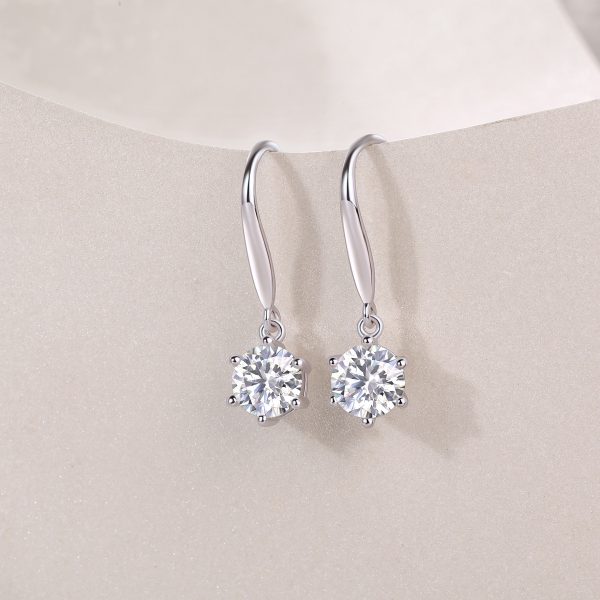 Starburst Diamond Leverback Silver Drop Earrings