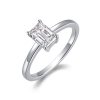 Sterling Silver Clear Emerald Cut Sophia Ring
