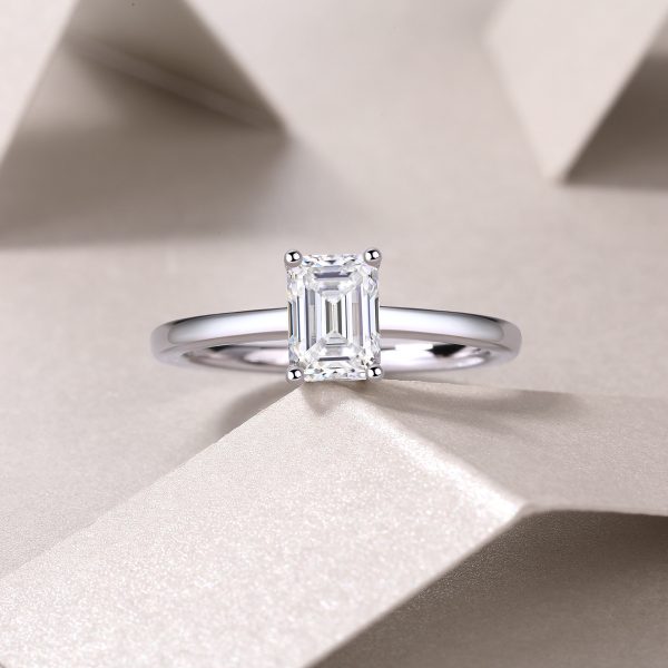 Sterling Silver Clear Emerald Cut Sophia Ring - Image 5